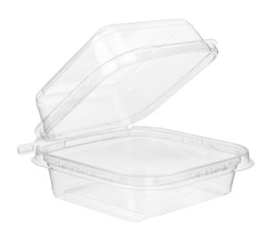 An empty opened clamshell container