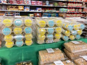 Stacks of cookies in plastic containers 