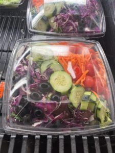 salad in display in a plastic package 