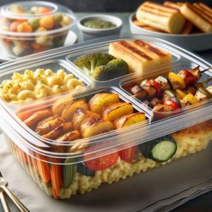 hot food in plastic packaging 